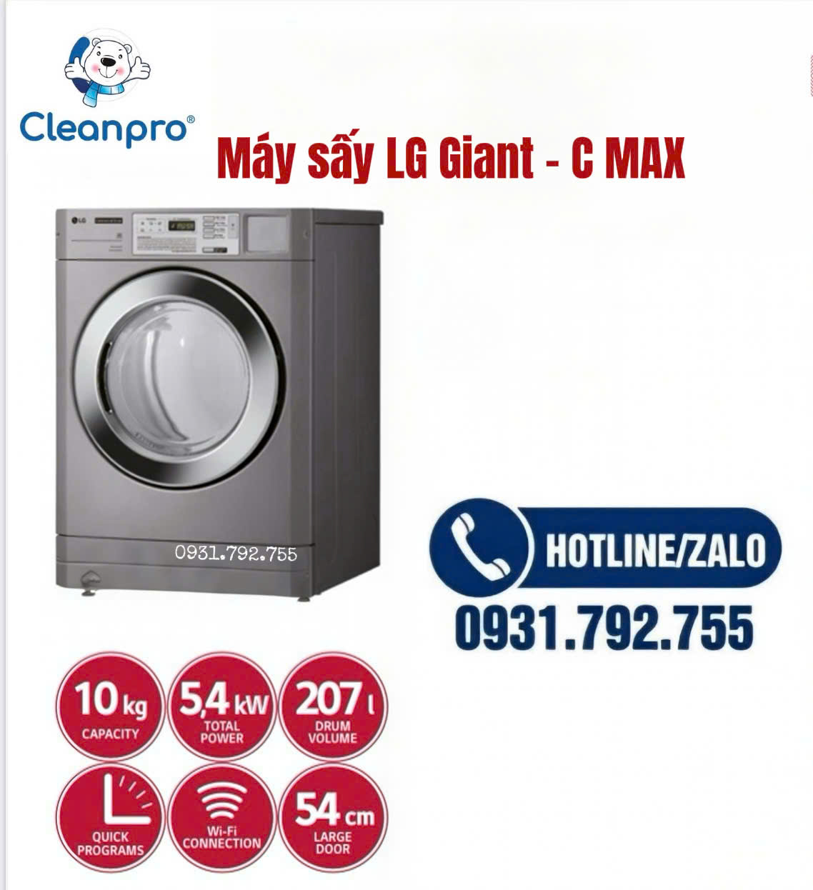  Máy sấy LG Giant - C Max  - 10.2kg (Gas)